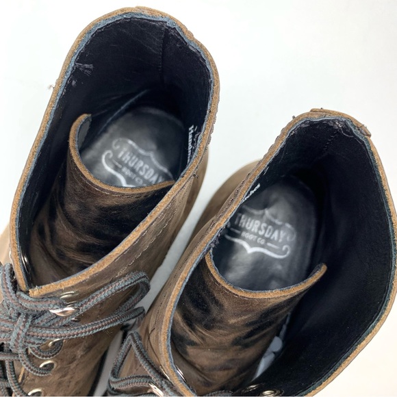 Thursday Boots President Lace Up Brown Nubuck Leather Plain Toe Combat Size 11 - Picture 8 of 10